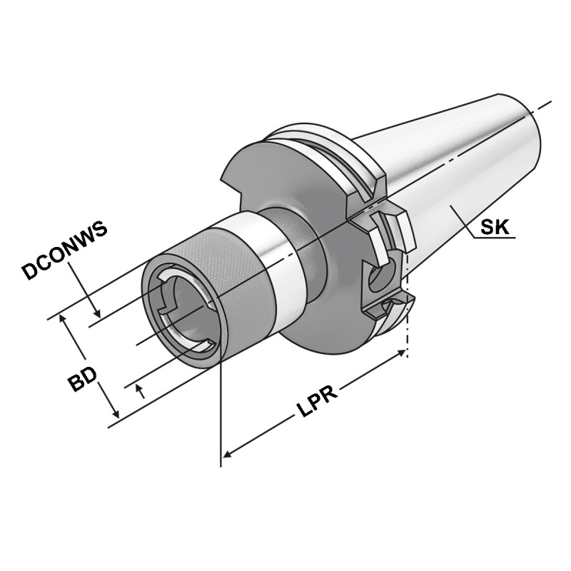 Быстросменный резьбонарезной патрон SK 40 - M5-M22 - size 2 402.16.20.1
