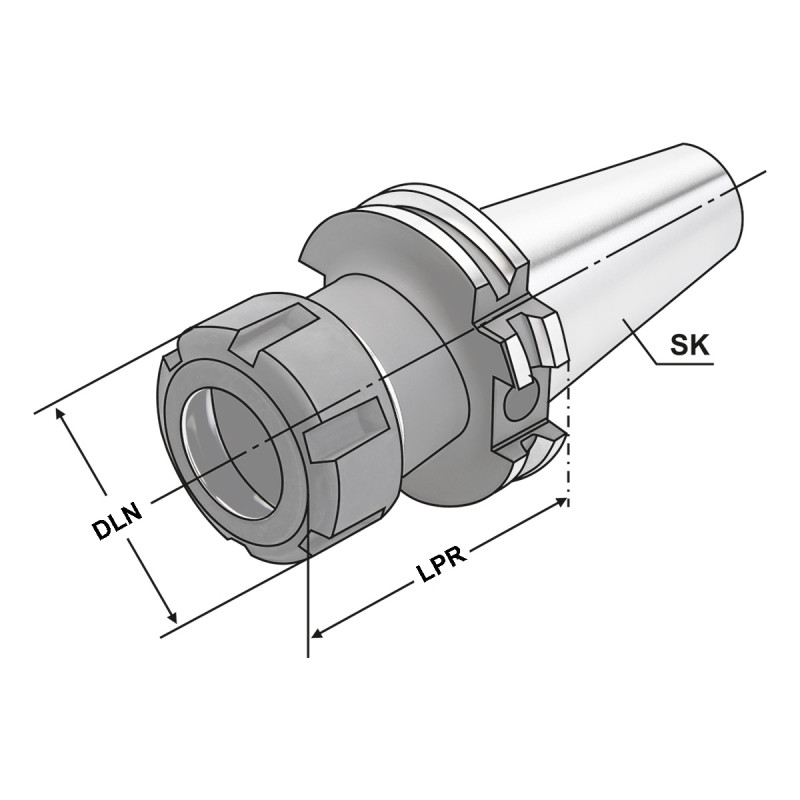 ER-цанговый патрон SK 40 - 2/20 - 100 | HE 32 403.02.20.1
