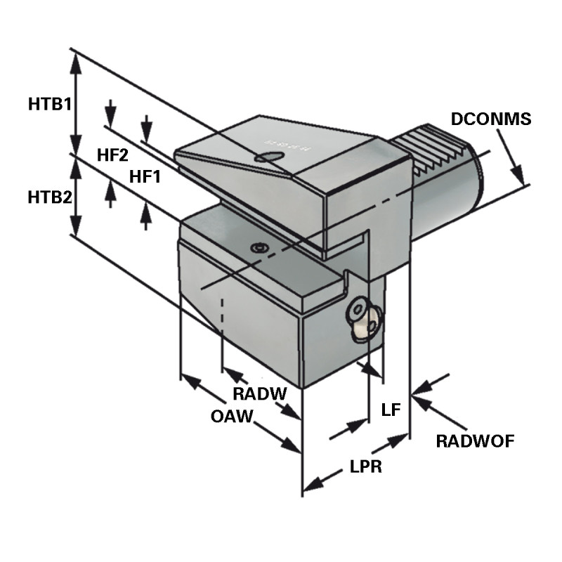 Radial tool holder - form B3 overhead right short B3 - 40 x 25 - 44