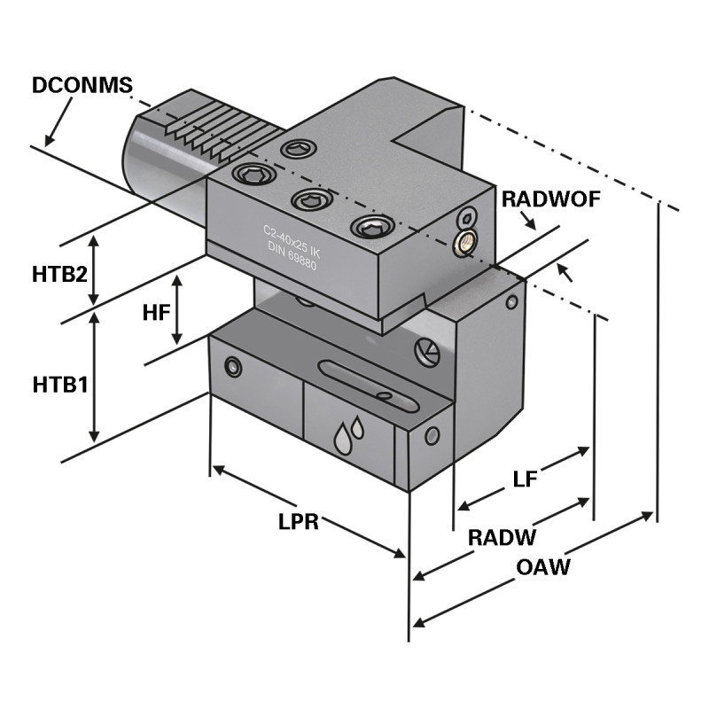 Axial tool holder - form C2 left C2 - 50 x 32