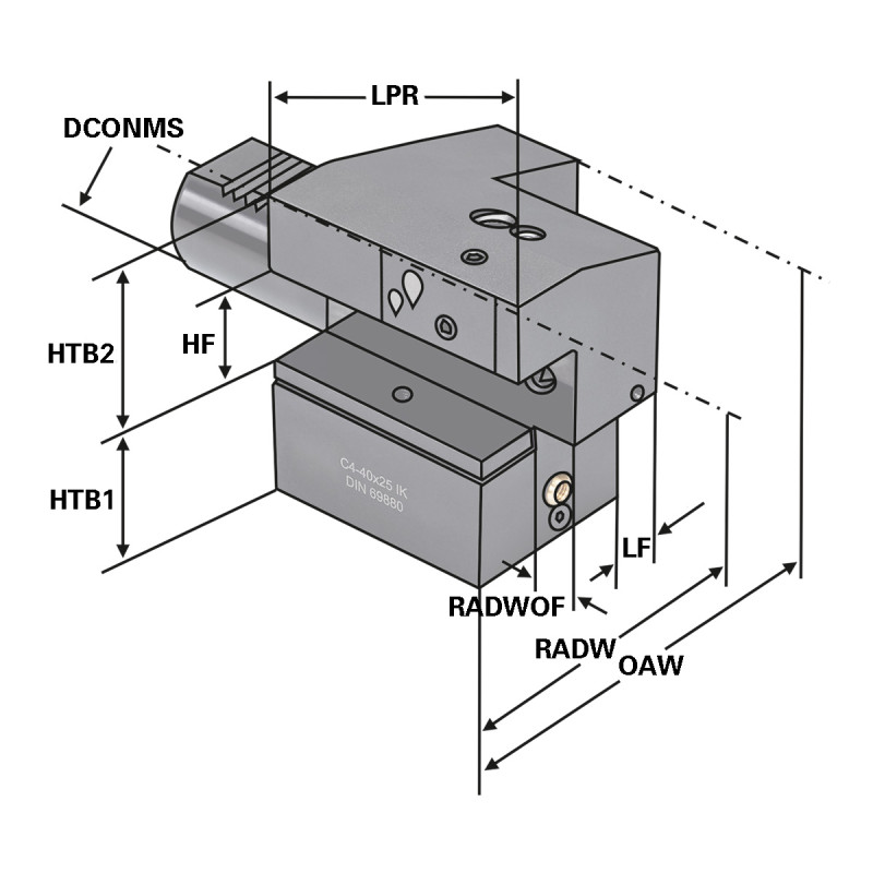 Axial tool holder - form C4 overhead left C4 - 50 x 32