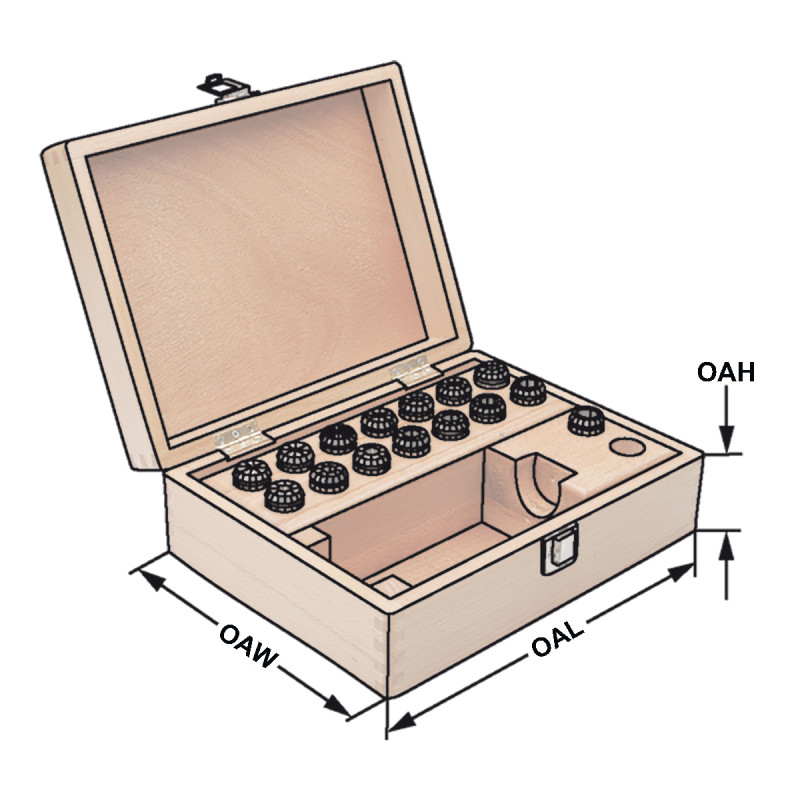 Collet sets ER25 | 430G | 10-part kit DIN 6499 B (ISO 15488 B) in wooden socket
