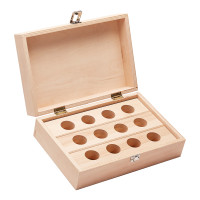 Wooden boxes, empty - 12 holes Ø 25 mm for tapping adapters size 1