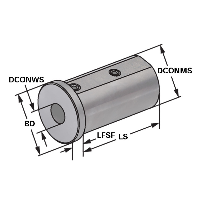 Reduction sleeve for boring bar holders DCONMS=25 | DCONWS=8