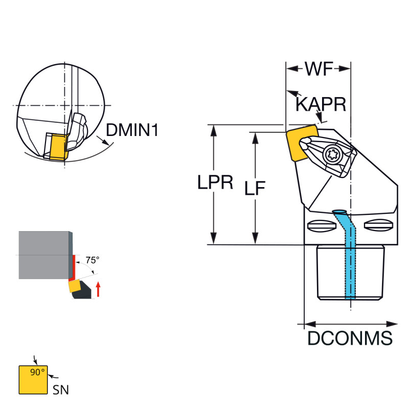 External turning tool 75° SNM..19 PSC63-DSKNL-45065-19