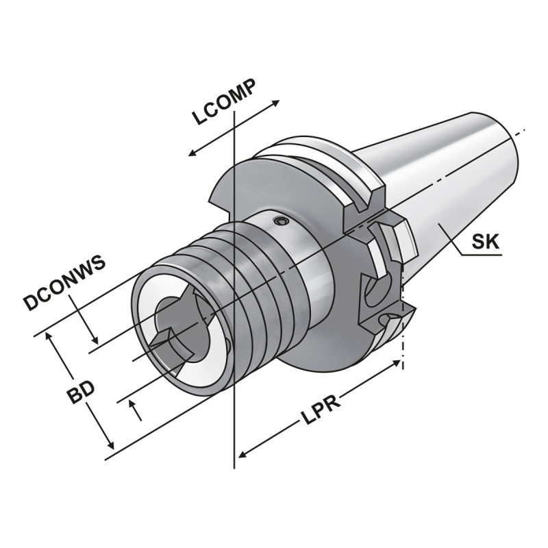 Gwintownik szybkozmienny SK 40 - M3-M14 - rozmiar 1 DC.402.16.12