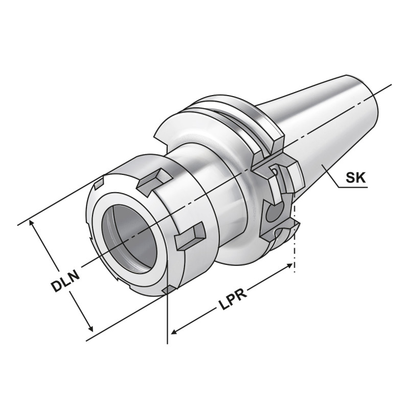 Цанговый патрон ER SK 40 - 3/26 - 100 | HE 40 DC.403.02.26.1