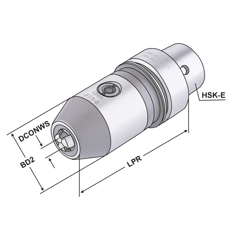 CNC drill chucks HSK 40-0.5/8-85