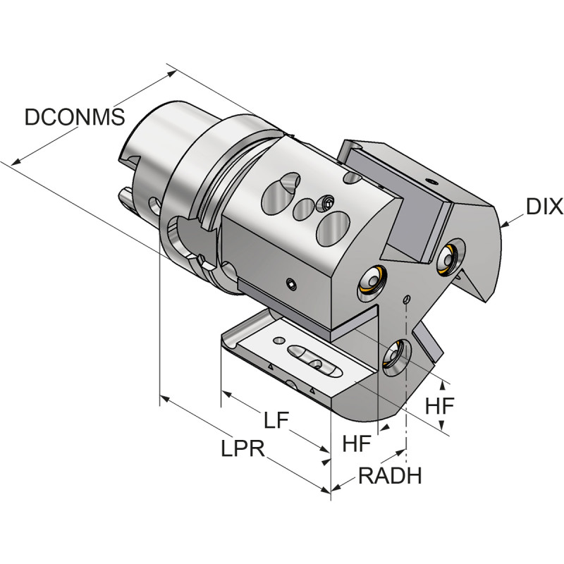 Triple turning tool holder HSK 63-25-100