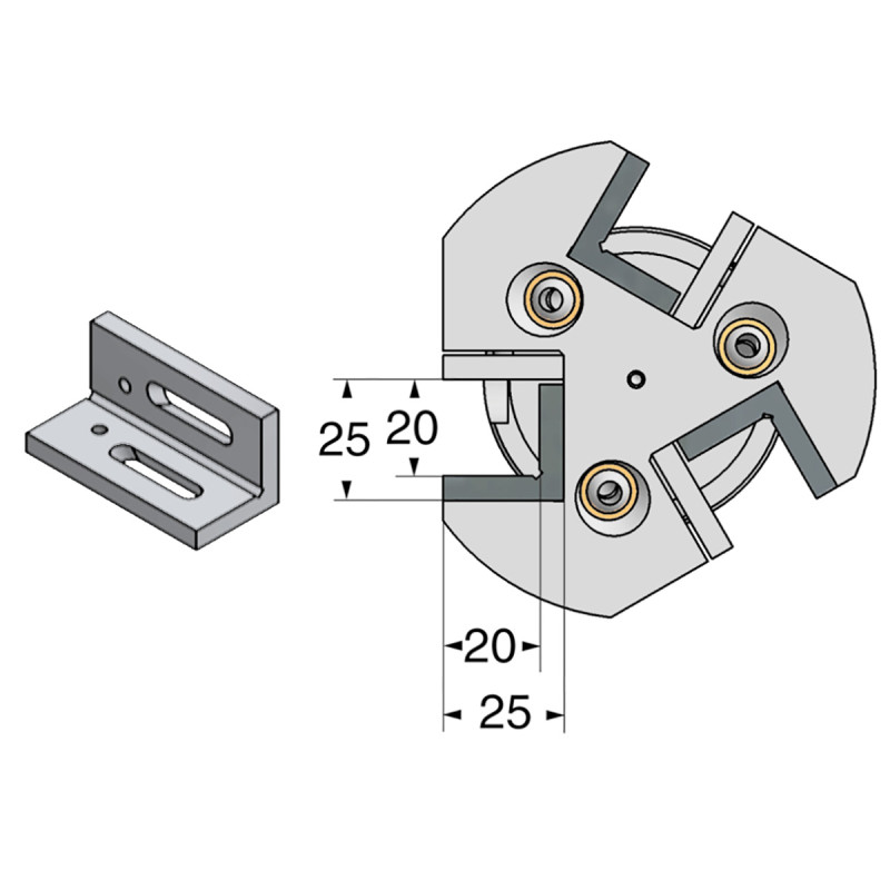 Triple turning tool holder HSK 63-25-100