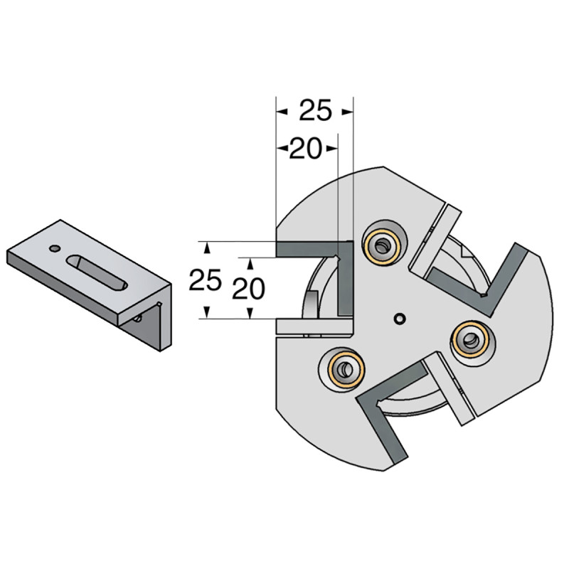 Triple turning tool holder HSK 63-25-100