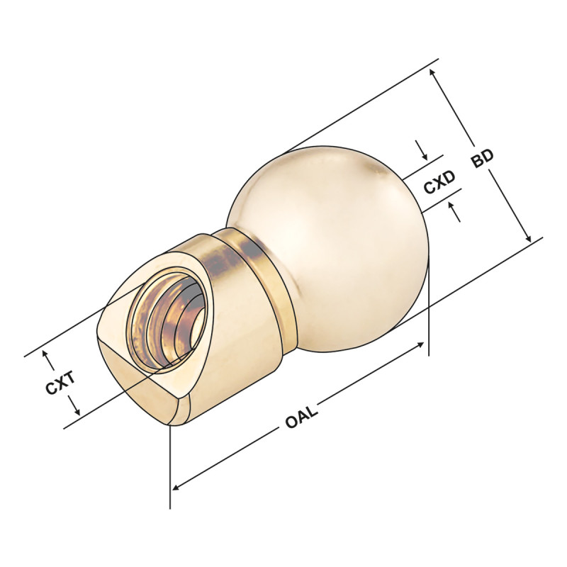 Ball spray nozzle (brass) 10 mm Ø 10 mm - 15.8 - M5