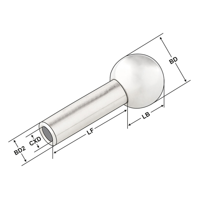 Ball sprayer nozzles with coolant tube 12 mm Ø 12 mm - 10.5 - 4 - 40