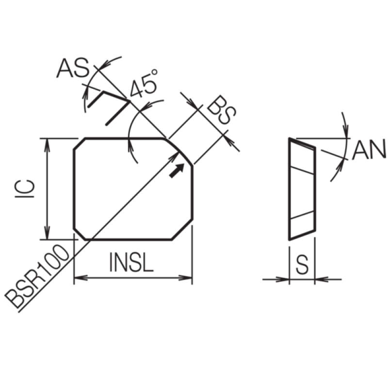 Пластина змінна керметна фрезерна TSP00608