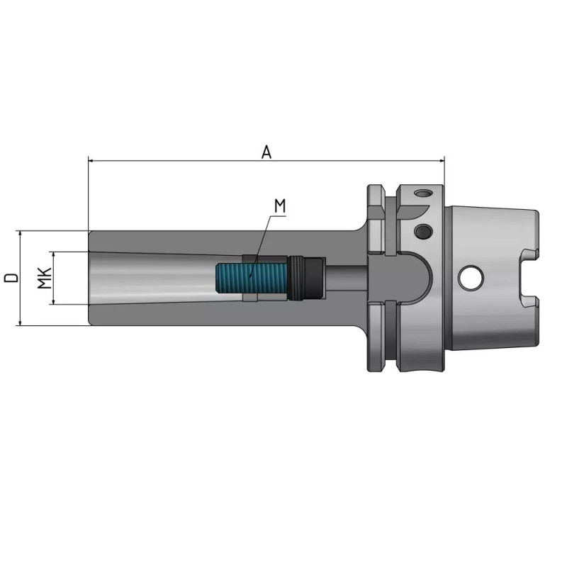 Morse taper adapter with thread HSK-A 63 - 2 - 120 G6.3 12,000/min. for tools according to DIN 228-A
