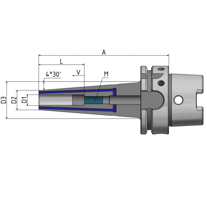 Shrink Fit Chuck 4.5°, slim "Cool Tool" HSK-A 63 - 10 - 120 G2.5 25,000/min. "Cool Tool" not resealable