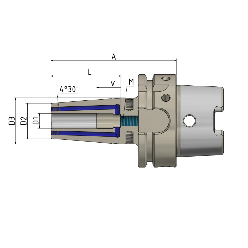 Shrink Fit Chuck 4.5° "4 x Cool Tool" HSK-A 63 - 16 - 95 G2.5 25,000/min. corrosion protected