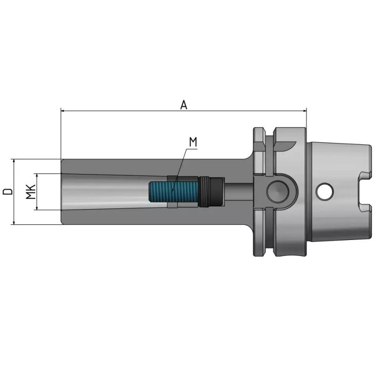 Morse taper adapter with thread HSK-A 100- 2 - 120 G2.5 25,000/min. for tools according to DIN 228-A