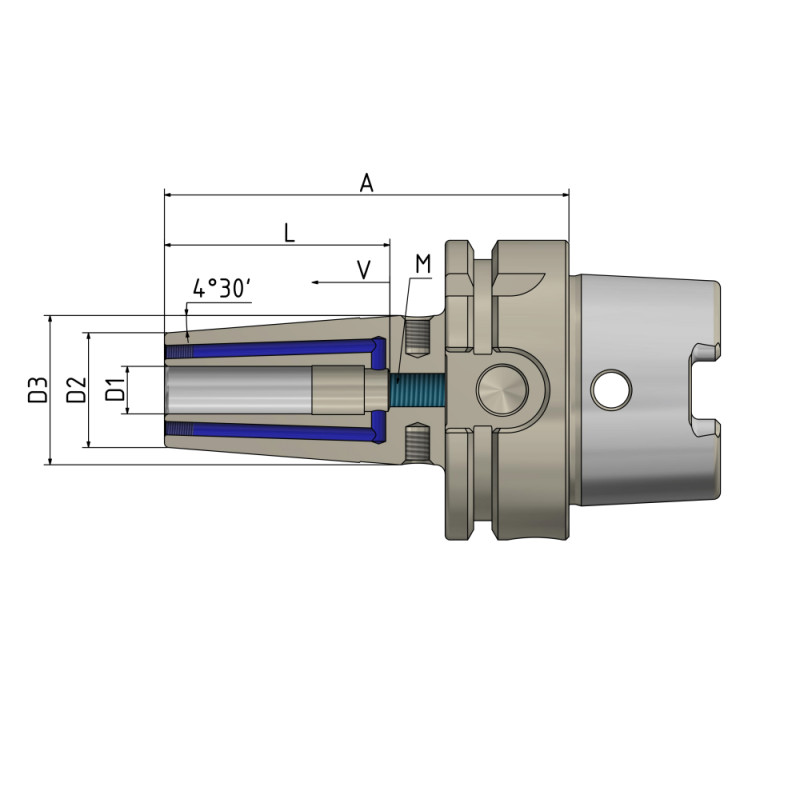 Shrink Fit Chuck 4.5° "4 x Cool Tool" HSK-A 100 - 20 - 105 G2.5 25,000/min. corrosion protected