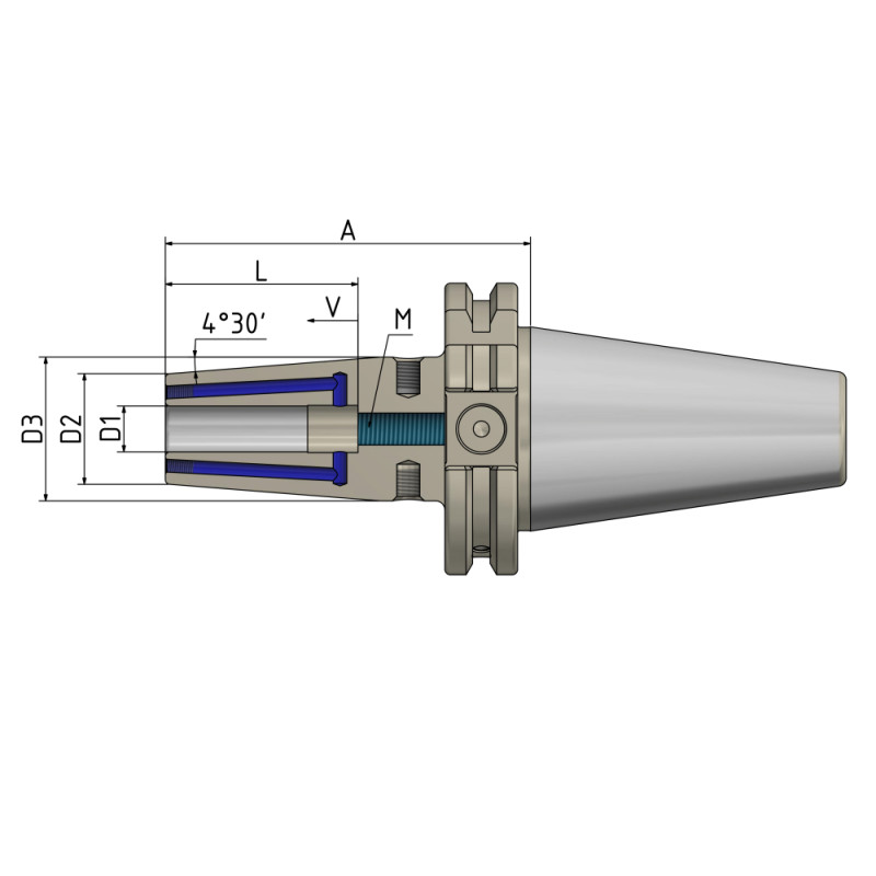 Shrink Fit Chuck 4.5° "4 x Cool Tool" SK 50 - 20 - 80 G2.5 25,000/min. corrosion protected