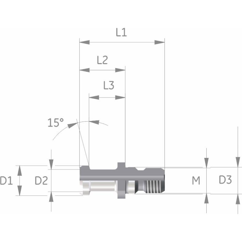 Pull stud BT 40 - 15° with through-hole
