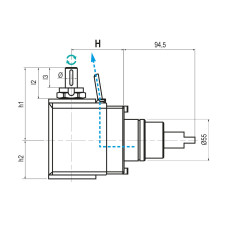 Інструмент Biglia BMT55 з прямим кутом та подвійним приводом, 22 мм, зовнішня подача охолодження, 1:1, H70 (Gerardi)