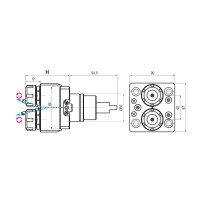 Biglia BMT55 Straight Double Driven Tool ER25 External Coolant, 1 to 1 Ratio (Gerardi)
