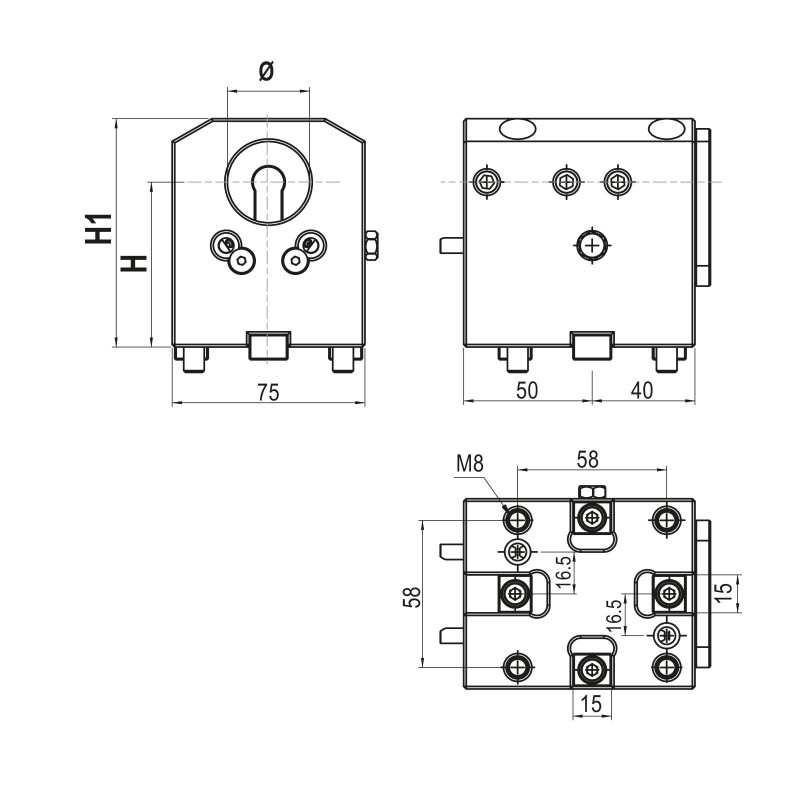 Комбінований тримач BMT45 для змінних свердел та розточувальних оправок, зовнішня/внутрішня подача охолоджувальної рідини (80 бар), затискна здатність 32 мм, висота центру 65 мм (Gerardi)