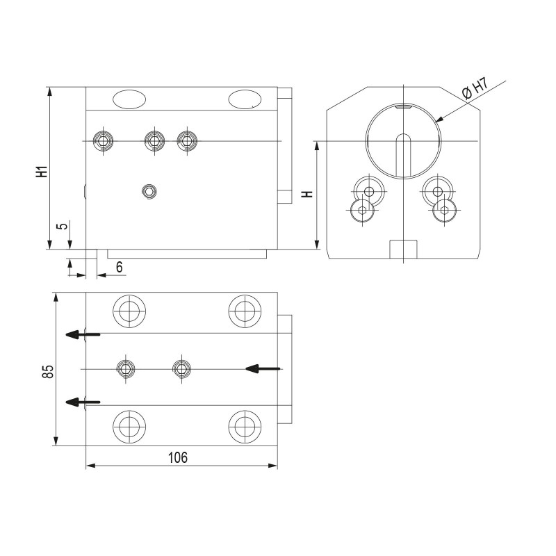 Комбінований тримач BMT55 для змінних свердел та розточувальних оправок, зовнішня/внутрішня подача охолоджувальної рідини (80 бар), затискна здатність 40 мм, висота центру 60 мм (Gerardi)