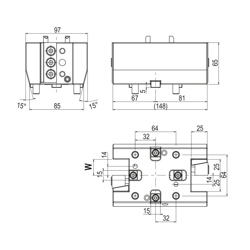 Двосторонній токарний тримач BMT55 для зовнішнього діаметра, затискна здатність 25 мм (Gerardi)
