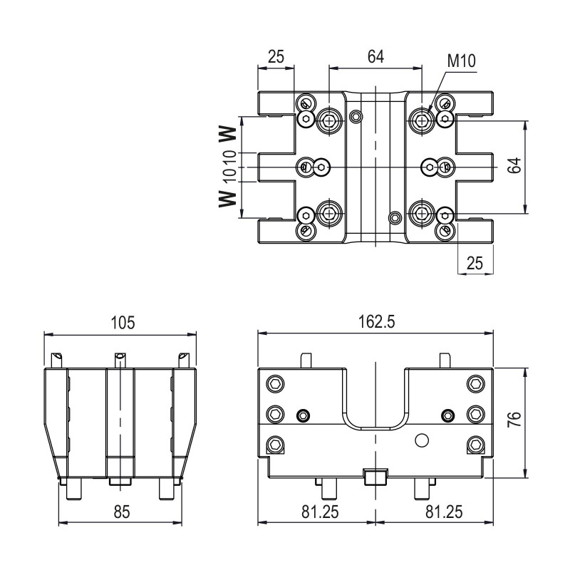 Двосторонній токарний тримач BMT55 OD із подвійним виходом для інструментів із квадратним хвостовиком, затискна здатність 25 мм (Gerardi)