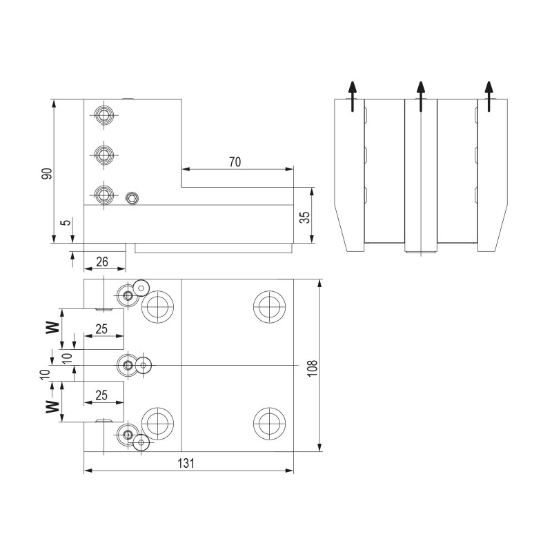 BMT65 Double Output, OD Turning Tool Holder for Square Shank Tools, 25mm Clamping Capacity (Gerardi)