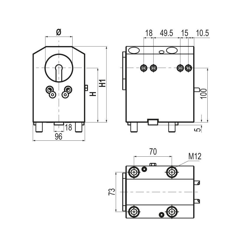 Комбінований тримач BMT65 для змінних свердел та розточувальних оправок, зовнішня/внутрішня подача охолоджувальної рідини (80 бар), затискна здатність 50 мм, висота центру 100 мм (Gerardi)