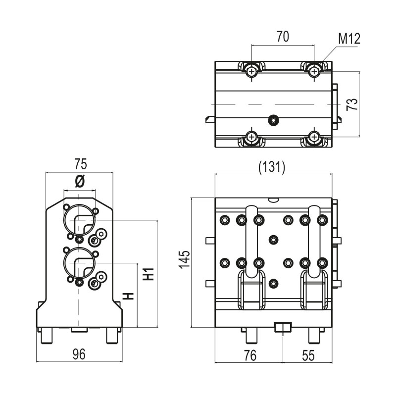 BMT65 Double Boring Bar Holder, 32mm Clamping Capacity, 72/120mm Centre Height (Gerardi)