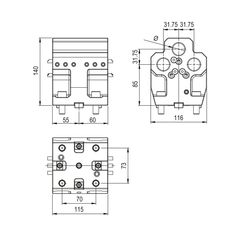 Тримач для потрійного розточувального різця BMT65, затискна здатність 25 мм (Gerardi)