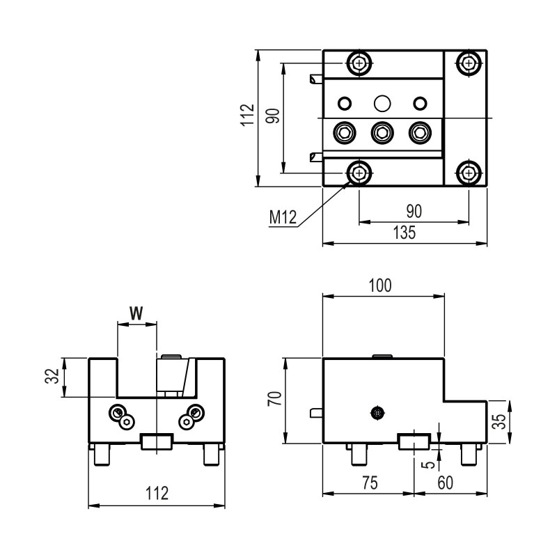 Тримач для токарного різця BMT75 для інструментів з квадратним хвостовиком, затискна здатність 32 мм (Gerardi)
