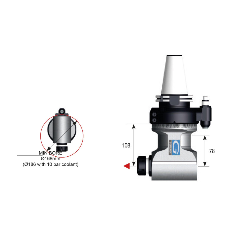90° Evolution Line Angle Head, ATC (Automatic Tool Change), ER32 Output - GER-F90-20 Series (Gerardi)