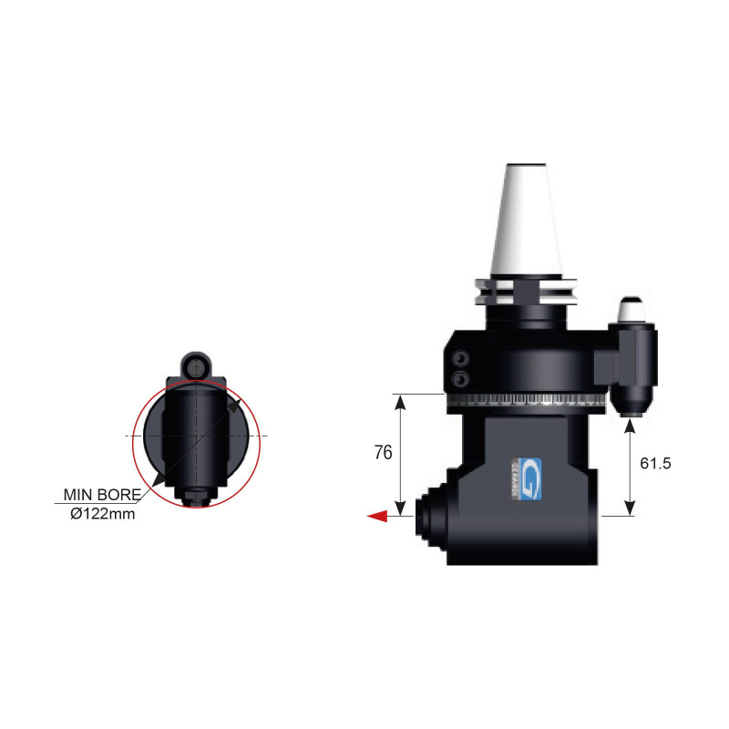 SK30 90 Degree Evolution Line Angle Head, ATC (Automatic Tool Change), ER20 Output - GER-FL90-13 Series (Gerardi)
