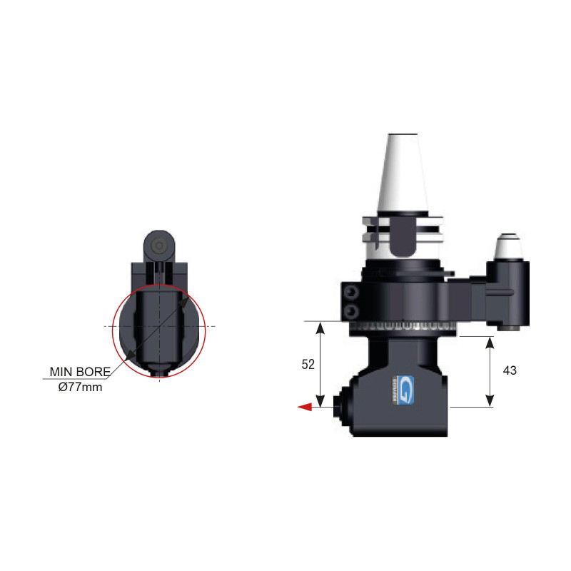SK50 90 Degree Evolution Line Angle Head, ATC (Automatic Tool Change), ER11 Output - GER-FL90-7 Series (Gerardi)