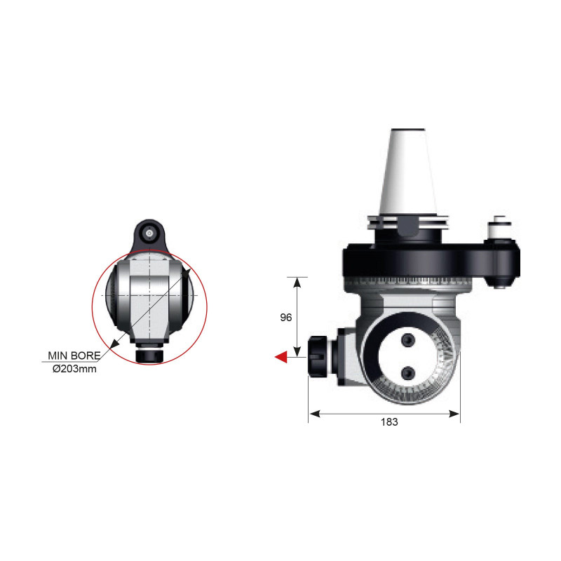 BT50 0-90 Degree Adjustable Evolution Line Angle Head, ATC (Automatic Tool Change), ER32 Output - GER-FMU-20 Series (Gerardi)