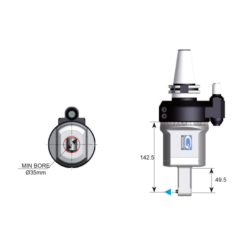 SK50 90 Degree Evolution Line Angle Head, ATC (Automatic Tool Change), 6023E Output - GER-FS90-3 Series (Gerardi)