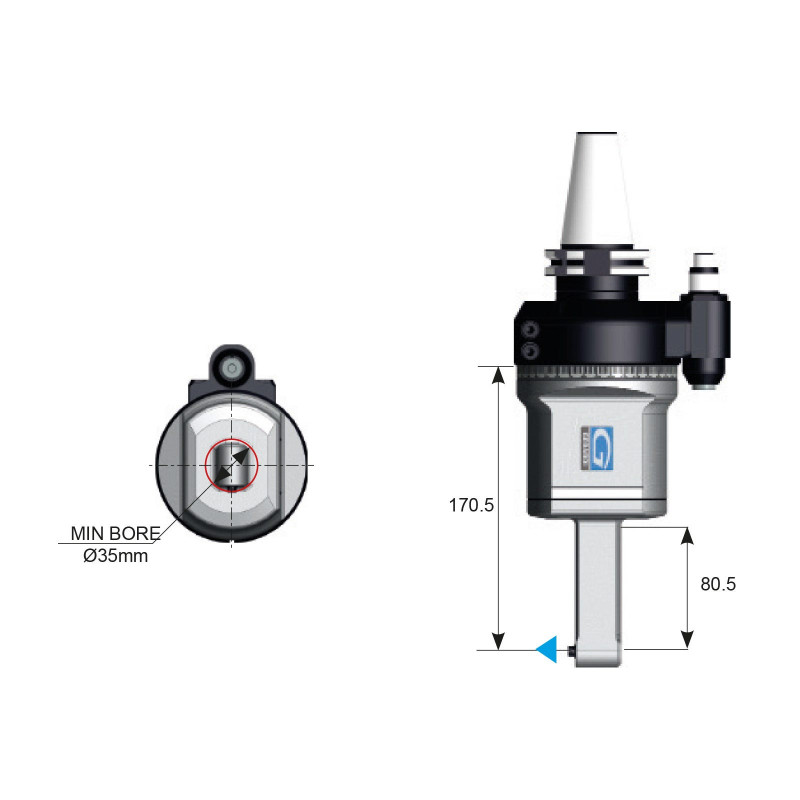 SK30 90 Degree Evolution Line Angle Head, ATC (Automatic Tool Change), 6023E Output - GER-FS90-3L Series (Gerardi)