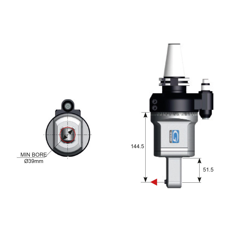 SK50 90 Degree Evolution Line Angle Head, ATC (Automatic Tool Change), 600E Output - GER-FS90-4 Series (Gerardi)