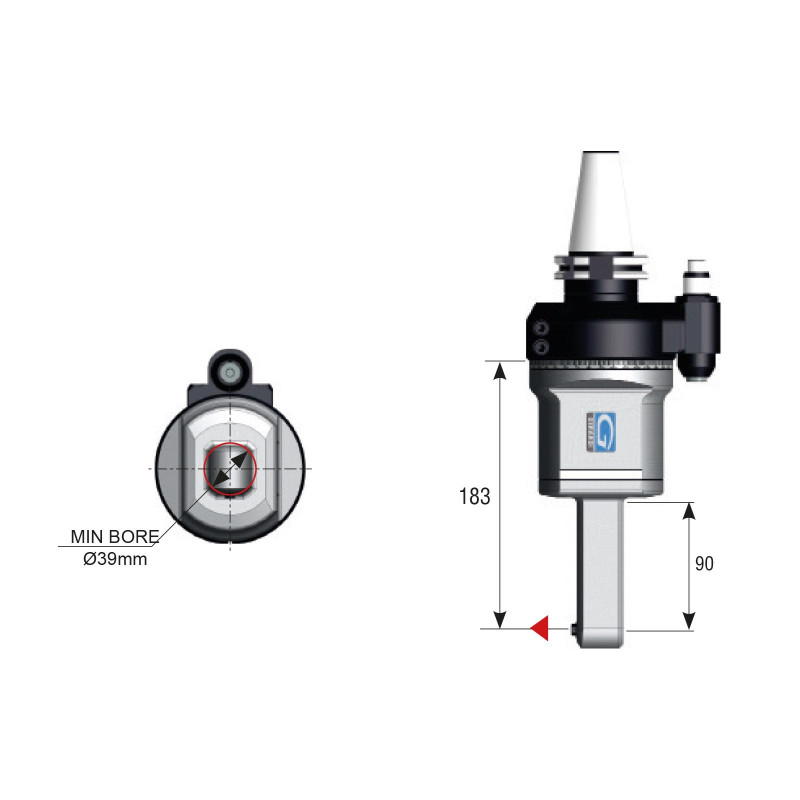 SK50 90 Degree Evolution Line Angle Head, ATC (Automatic Tool Change), 600E Output - GER-FS90-4L Series (Gerardi)