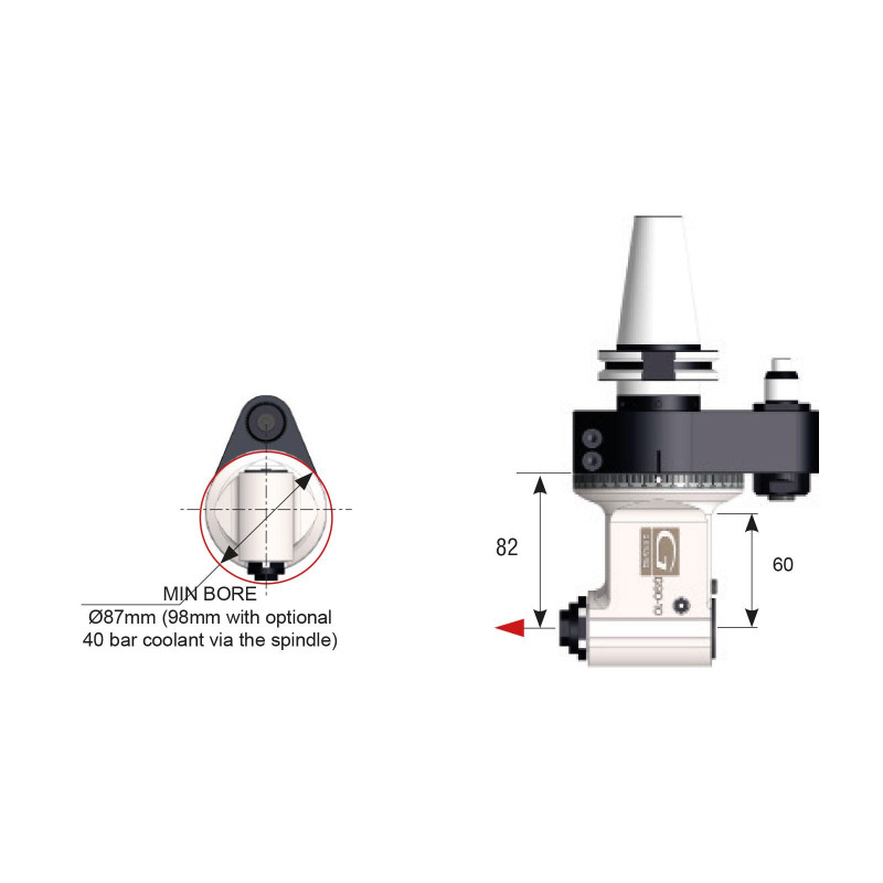 HSK63 90 Degree Classic Line Angle Head, ATC (Automatic Tool Change), ER16 Output - GER-G90-10 Series (Gerardi)