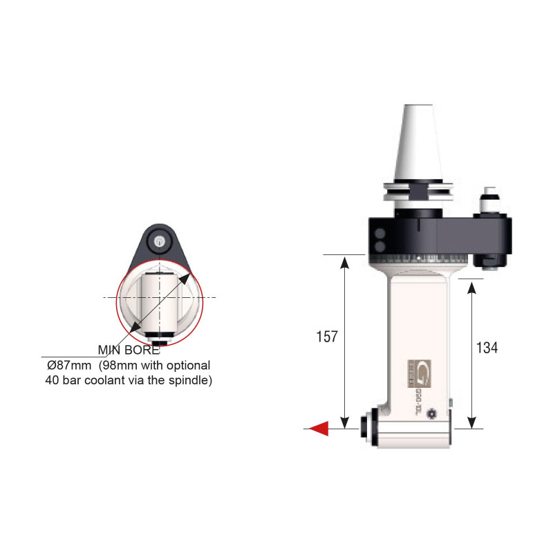 BT40 90 Degree Classic Line Angle Head, ATC (Automatic Tool Change), ER16 Output - GER-G90-10L Series (Gerardi)