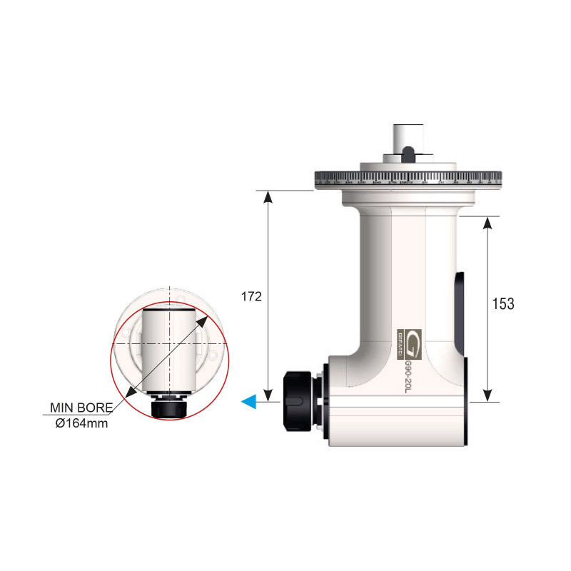 SK50 90 Degree Classic Line Angle Head, MTC (Manual Tool Change), ER32 Output - GER-G90-20L-MTC Series (Gerardi)