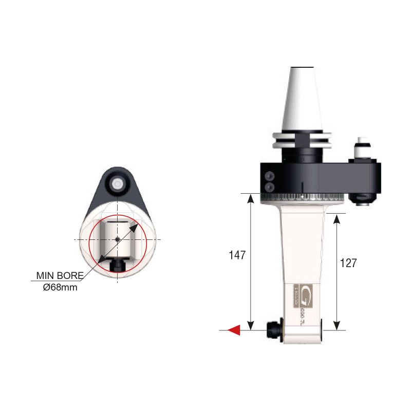 SK30 90 Degree Classic Line Angle Head, ATC (Automatic Tool Change), ER11 Output - GER-G90-7L Series (Gerardi)