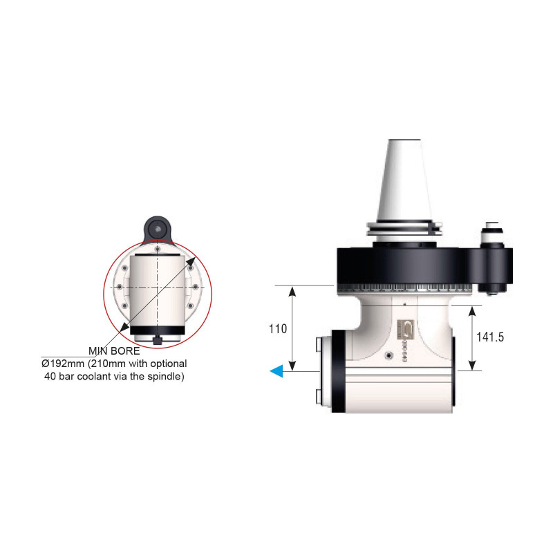 SK50 90 Degree Classic Line Angle Head, ATC (Automatic Tool Change), ISO40 - GER-G90-S40 Series (Gerardi)