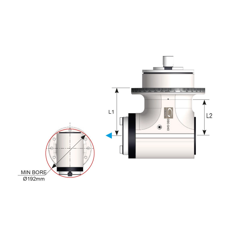 HSK63 90 Degree Classic Line Angle Head, MTC (Manual Tool Change), ISO40 - GER-G90-S40-MTC Series (Gerardi)